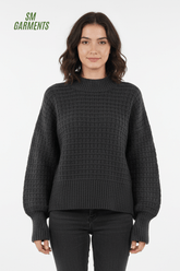 OAKRIDGE WOMENS CHUNKY BLACK SWEATER - Smgarment's